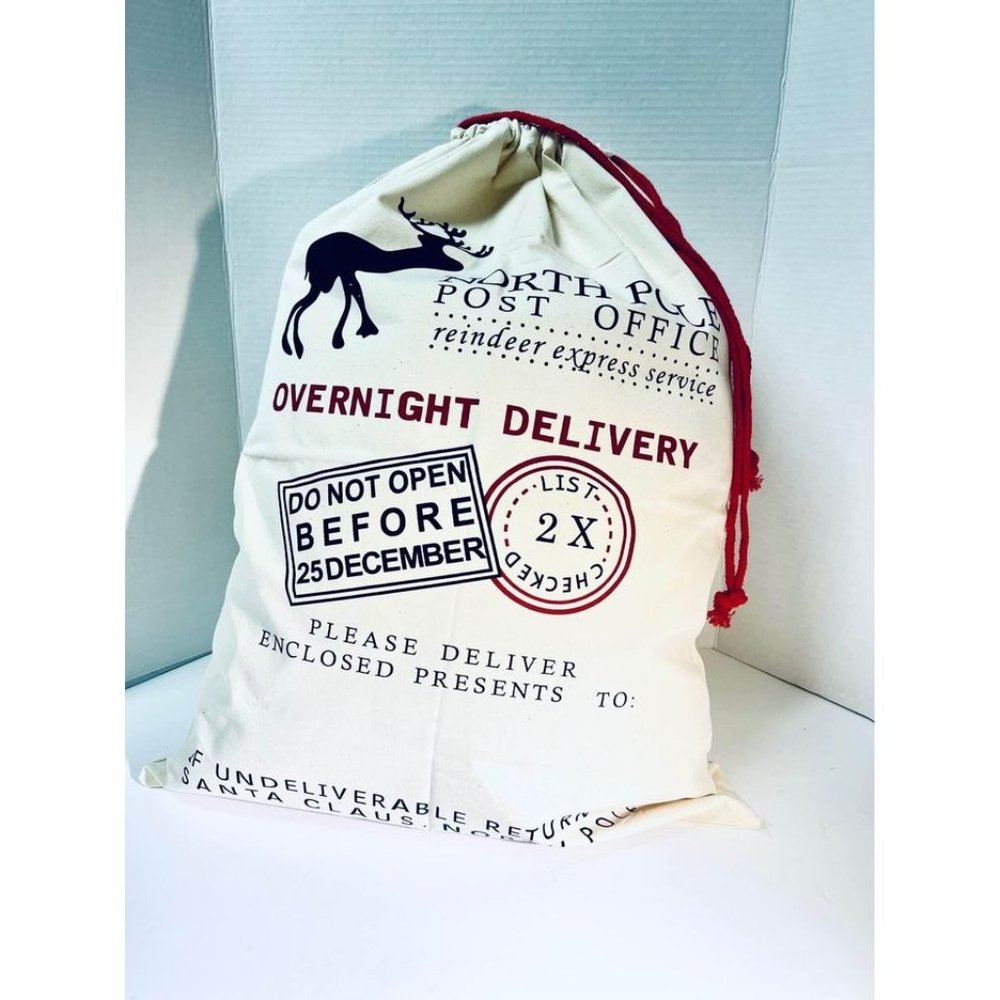 North Pole Canvas Santa Tote